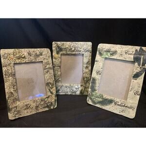 RARE & UNIQUE Set of Three Garden-Themed Photo Frames For 4” x 5”